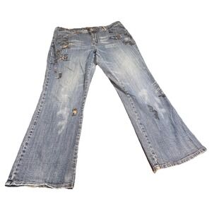 Deluxe Women's Jeans Size 20 Medium Wash Embellished Sequin & Embroidery Denim
